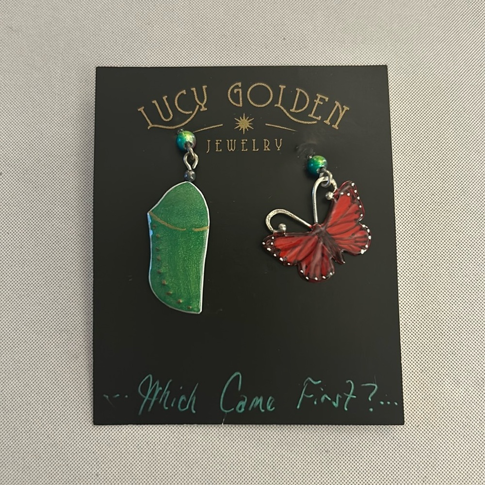 Butterfly & chrysalis earrings